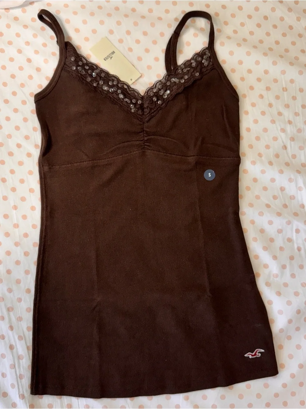 NWT Hollister 25 Years Limited Edition Brown Sequin Lace Cami Tank Top - Picture 1 of 6